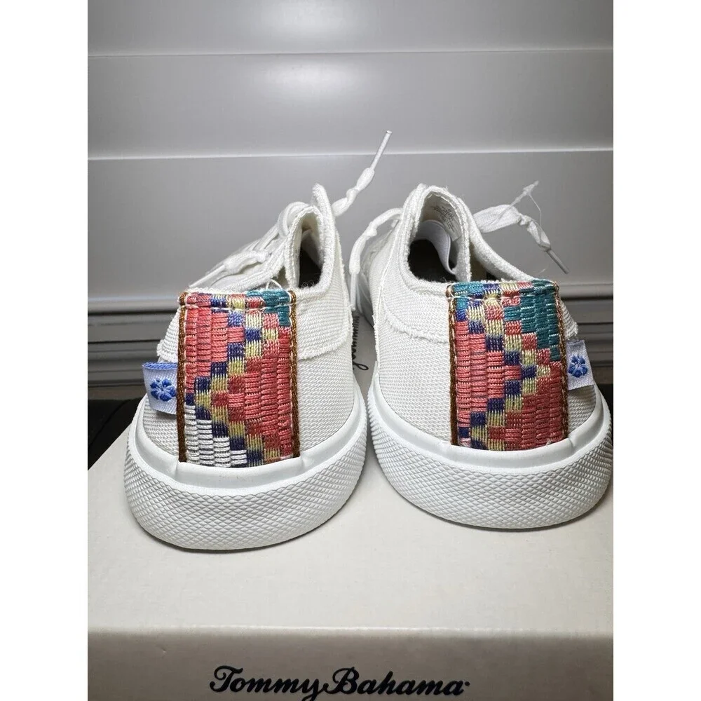 Tommy Bahama White Canvas Sneakers Low Top Casual Shoes Women’s 7.5